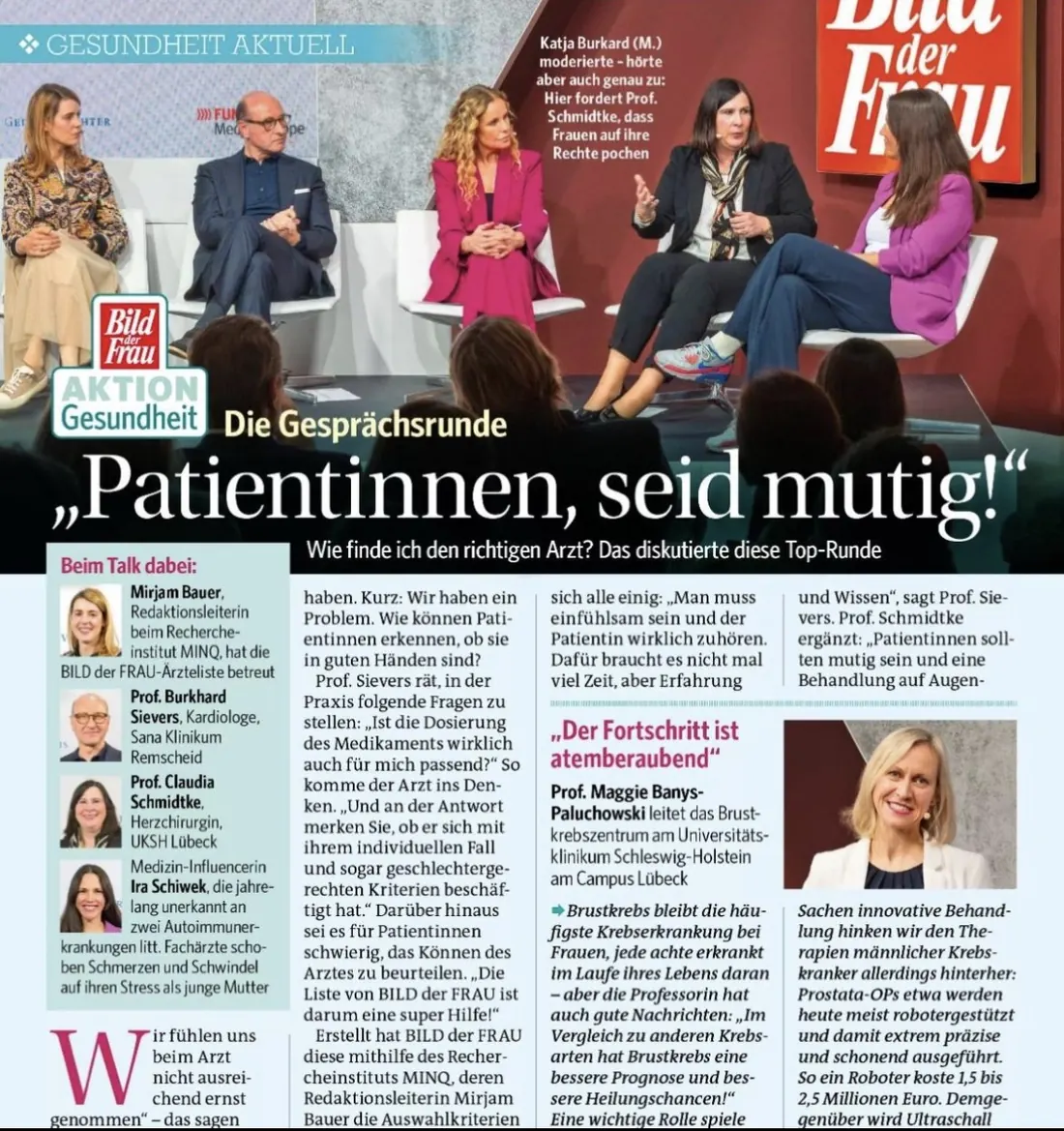Article “Patientinnen, seid mutig!” in BILD der FRAU